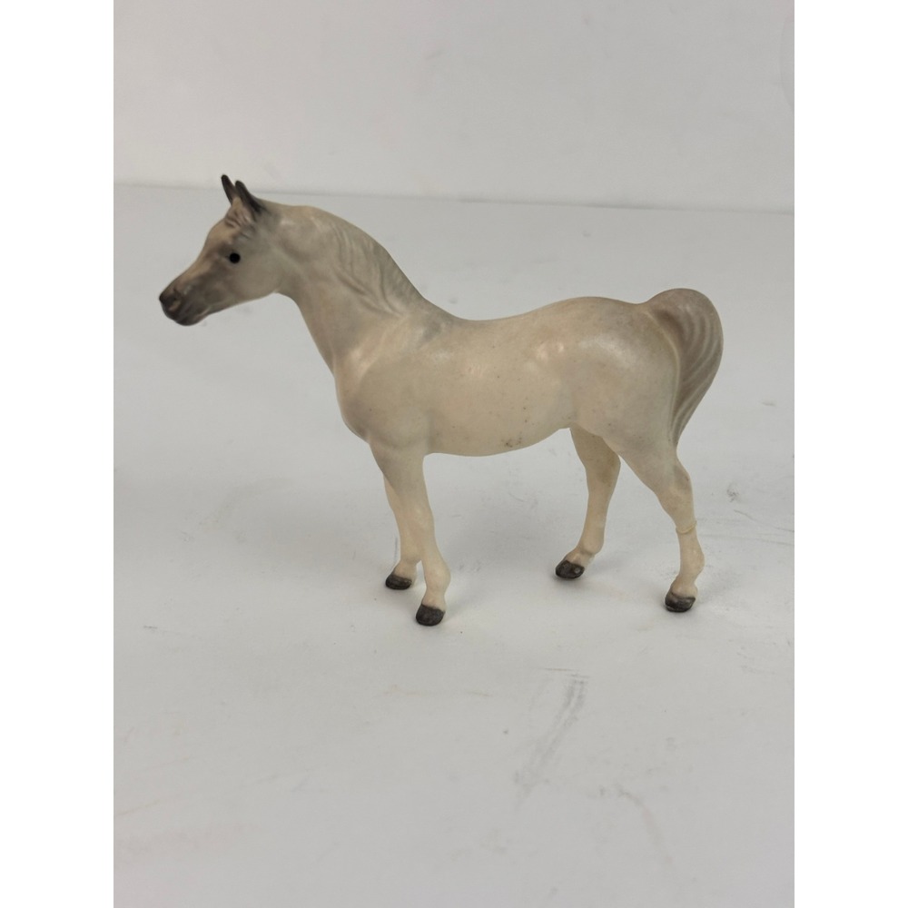Vintage White Gray Model Horse Figurine 4" Unmarked Repaired Leg